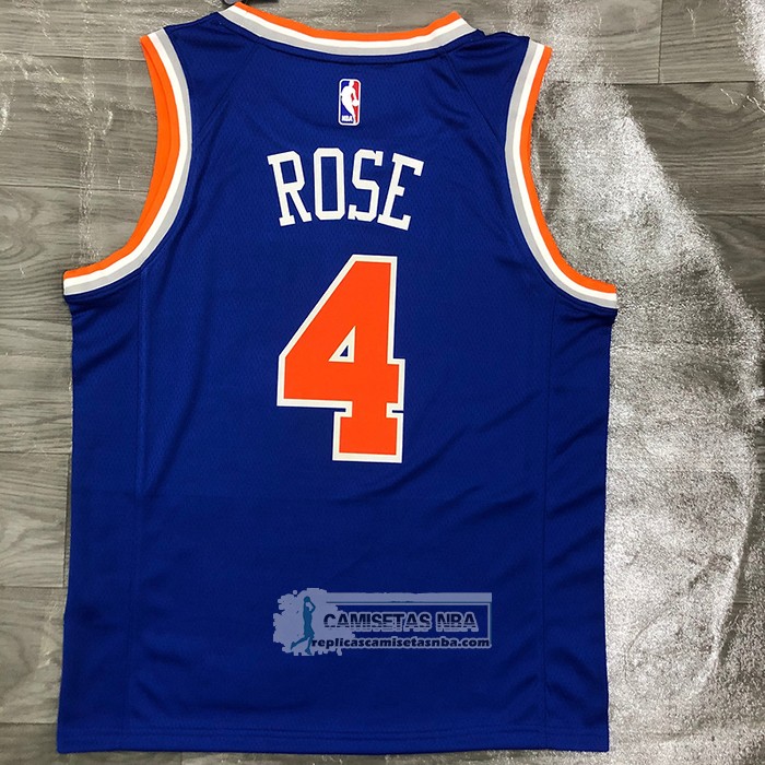 Camiseta New York Knicks Derrick Rose NO 4 Icon Azul